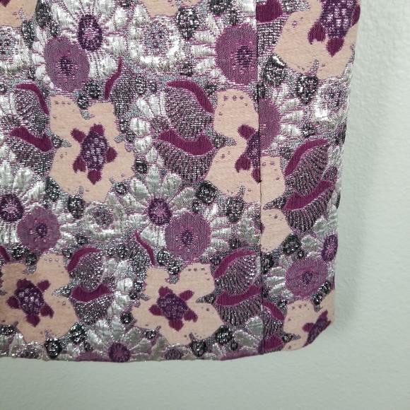 J. Crew Collection Metallic Purple Pink Silver Floral Racerback Vest Top Size 4 - Picture 8 of 12